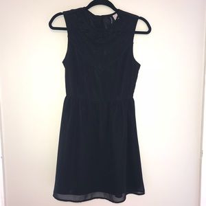 Divided • Black Chiffon and Lace Dress